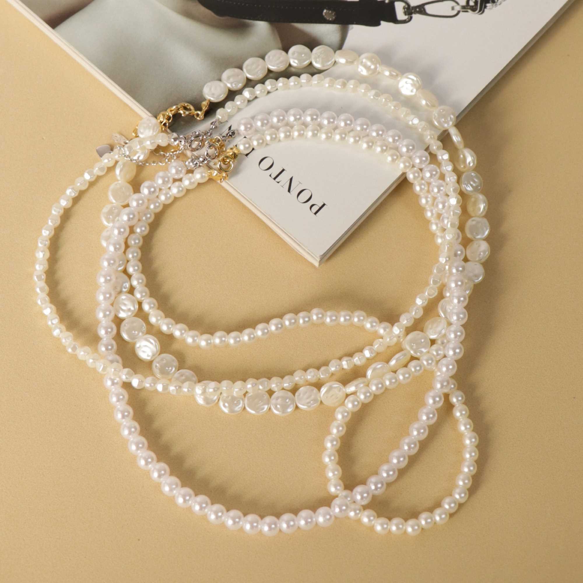 Choker Folheado a Ródio Pérola Barroca Prata 7