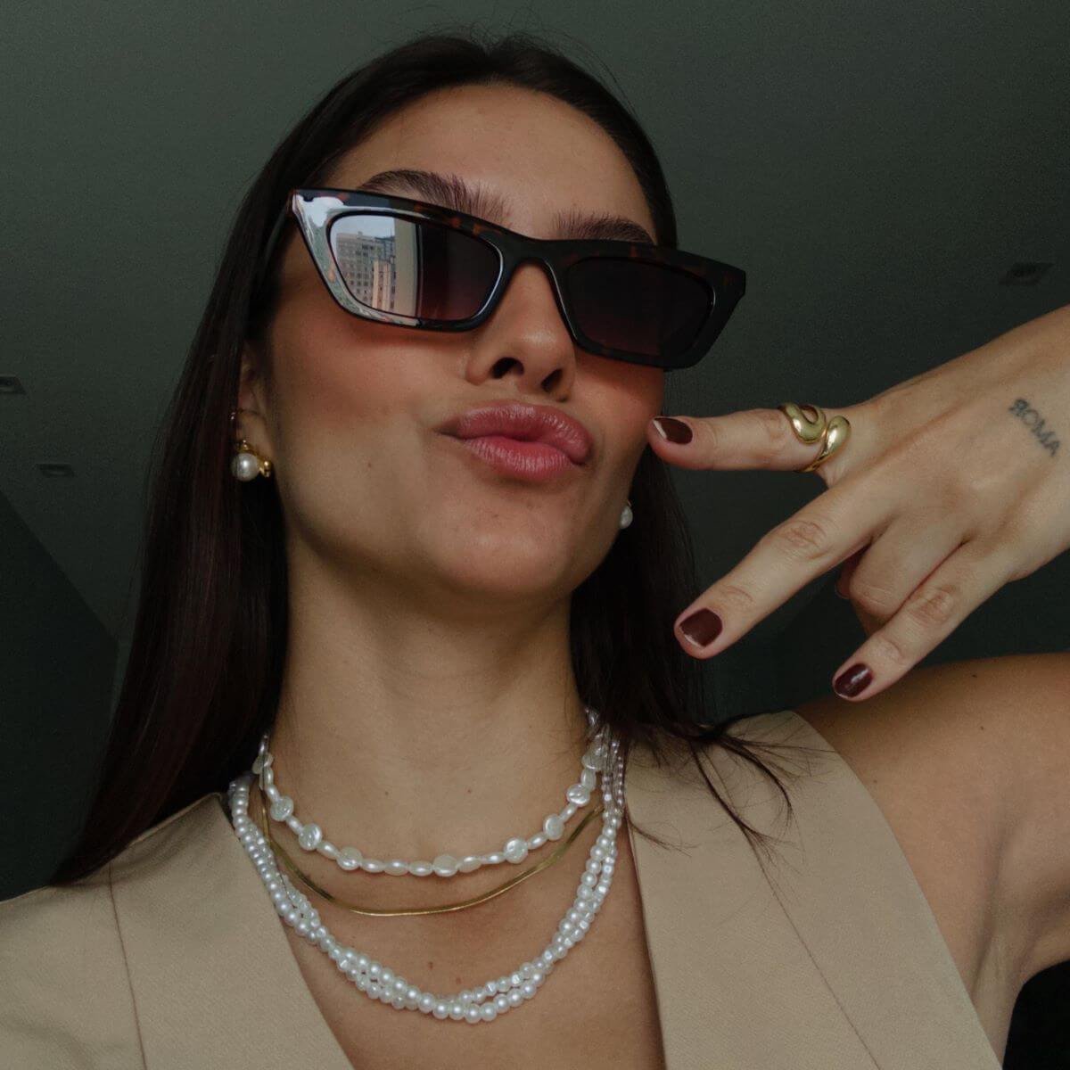 Choker Folheado a Ródio Pérola Moeda Orgânica Prata 2