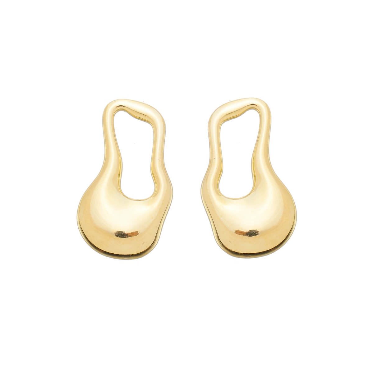 Brinco Folheado a Ouro 18k Orgânico Ondulado Vazado G