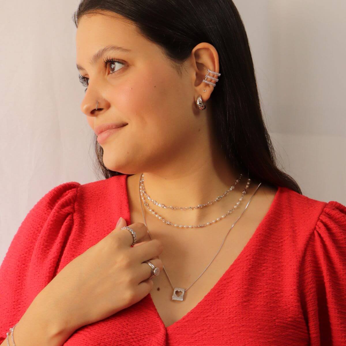 Choker Folheado a Ródio Ponto de Luz Zircônia Transparente Prata 2