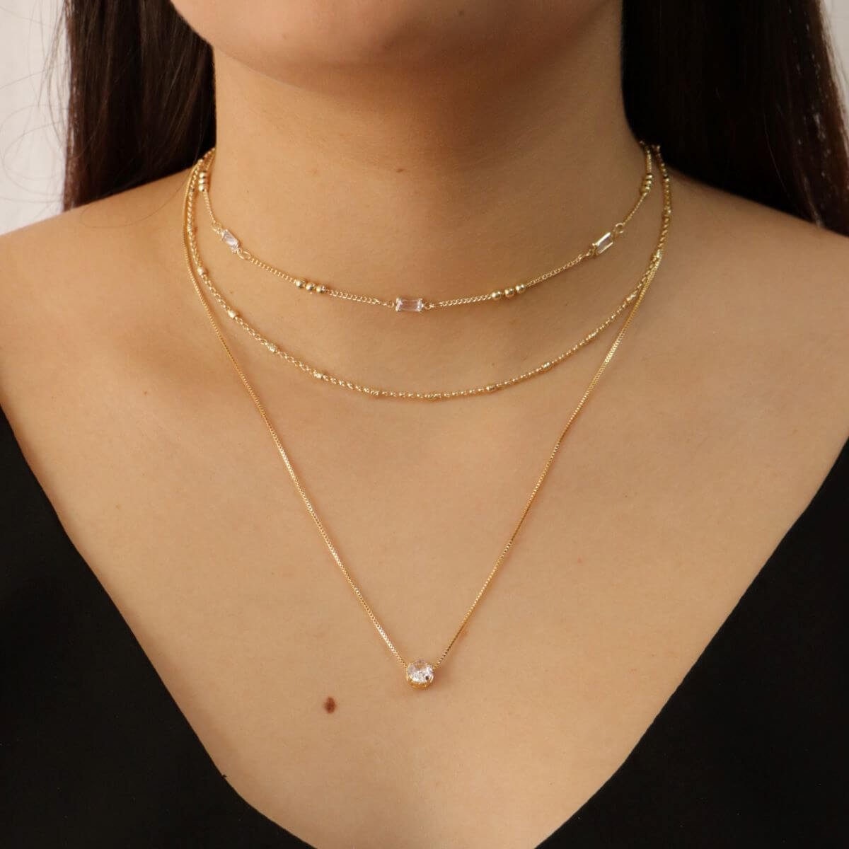 Choker Folheado a Ouro 18k Elo Português e Mini Canutilhos Dourado 2