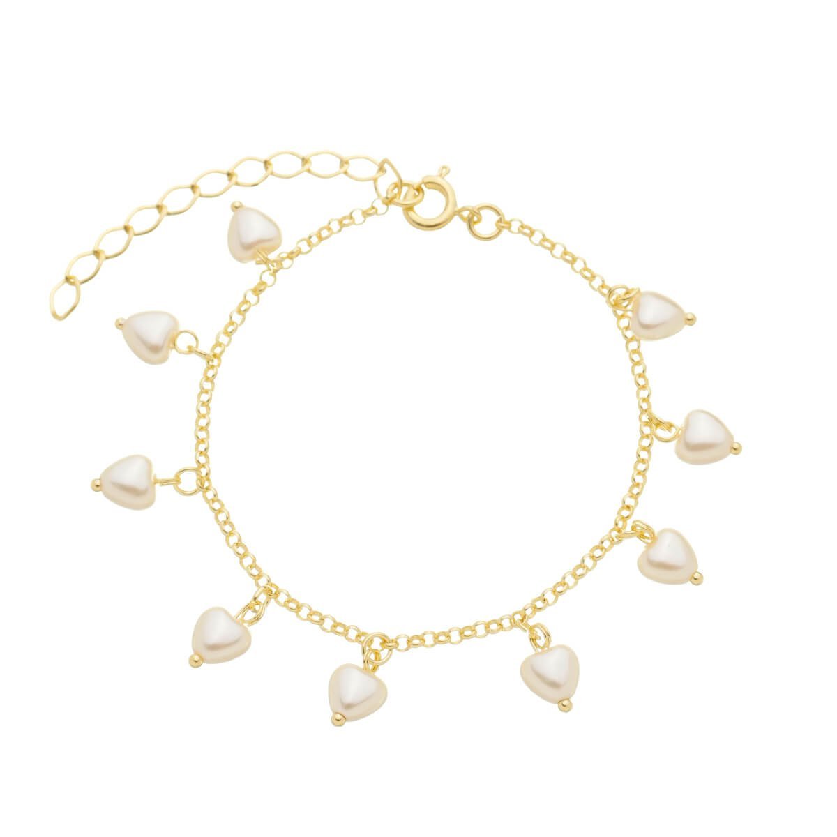 Pulseira Folheado a Ouro 18k Pingente Pérola Coração M Dourado 1