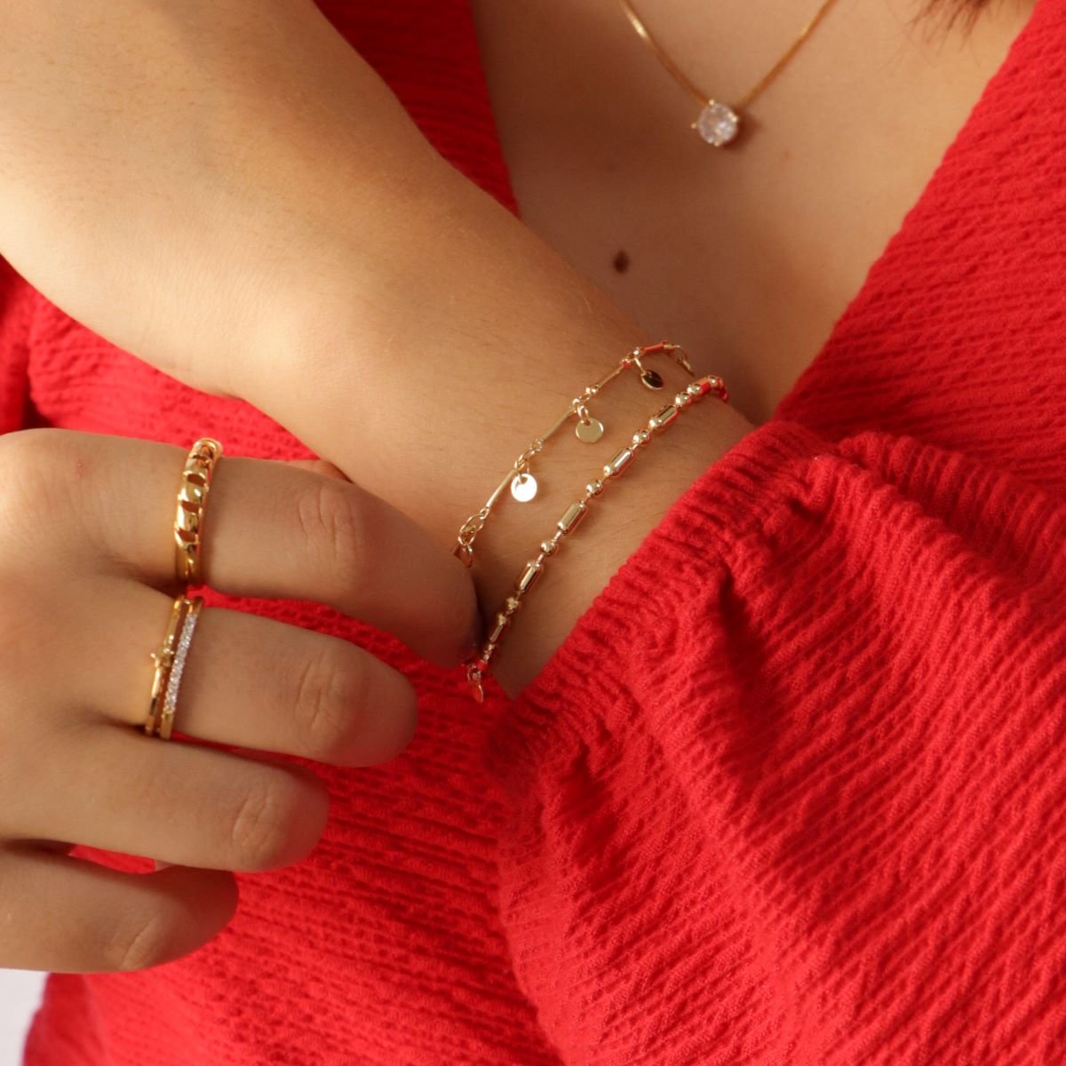 Pulseira Folheado a Ouro 18k Canutilhos e Medalhas Lisas Dourado 2