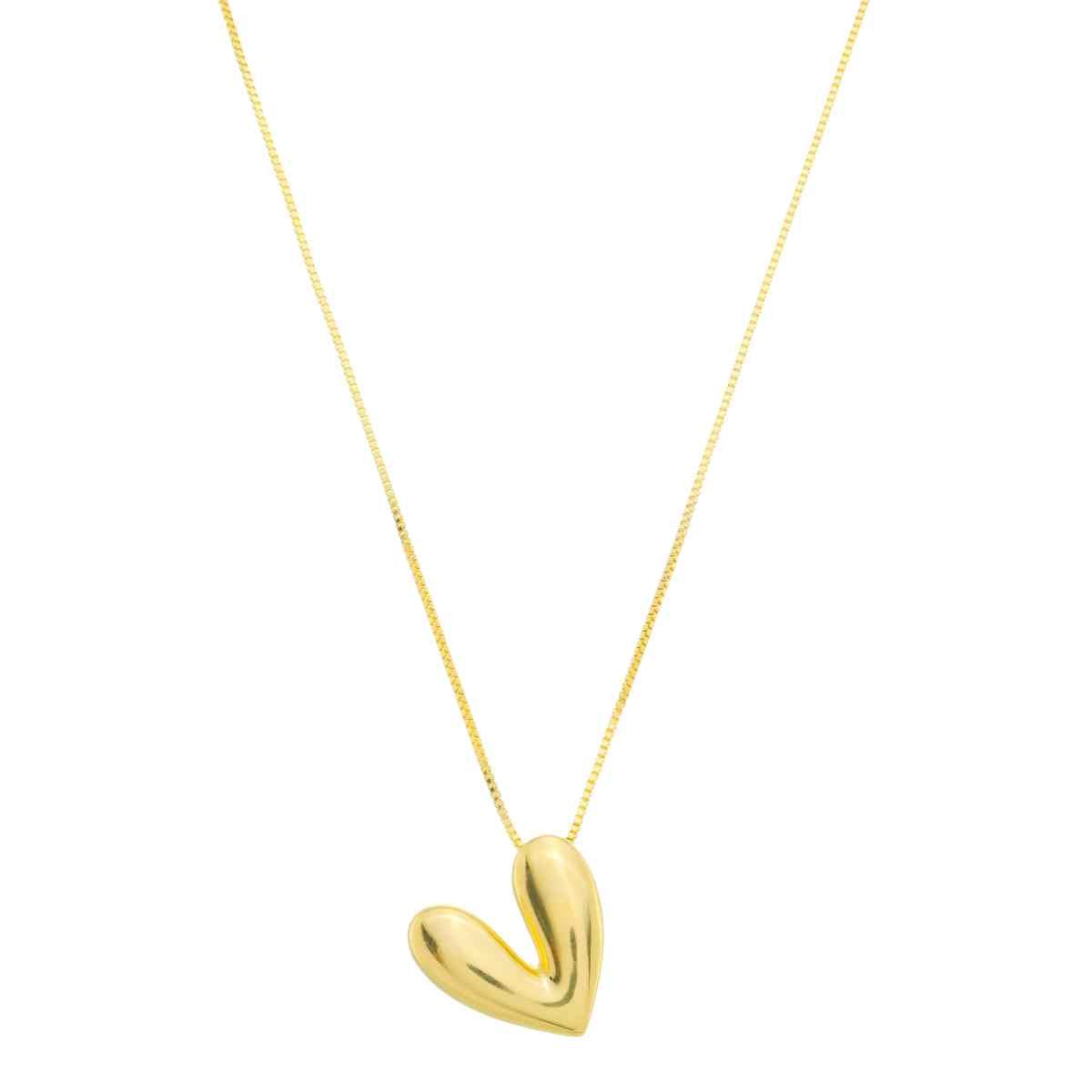 Colar Folheado a Ouro 18k Orgânico Coração Abaulado