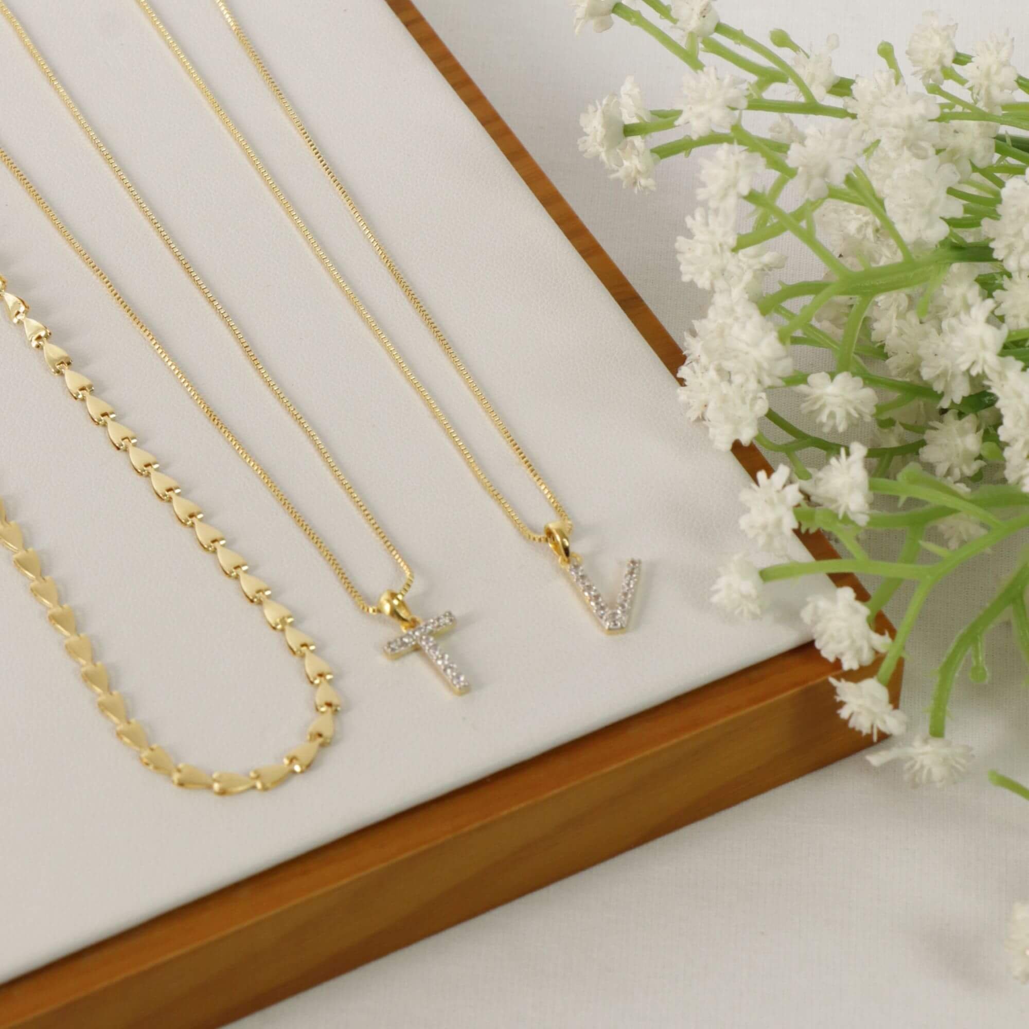 Choker Folheado a Ouro 18k Corações Rígidos Ouro 18K 3