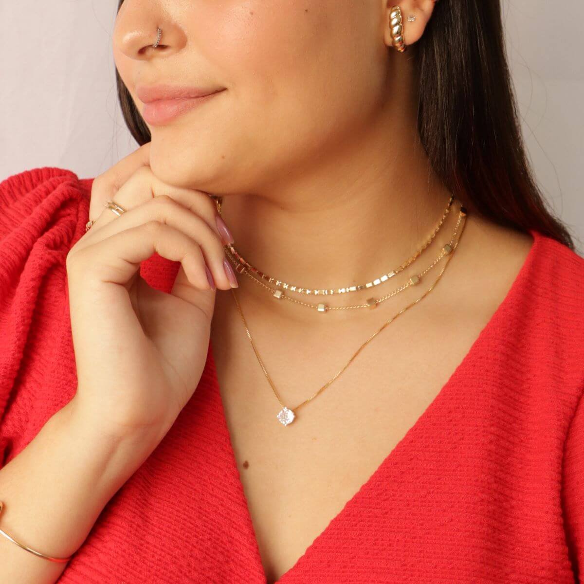 Choker Folheado a Ouro 18k Placas Lisas Conectadas 2mm Dourado 2