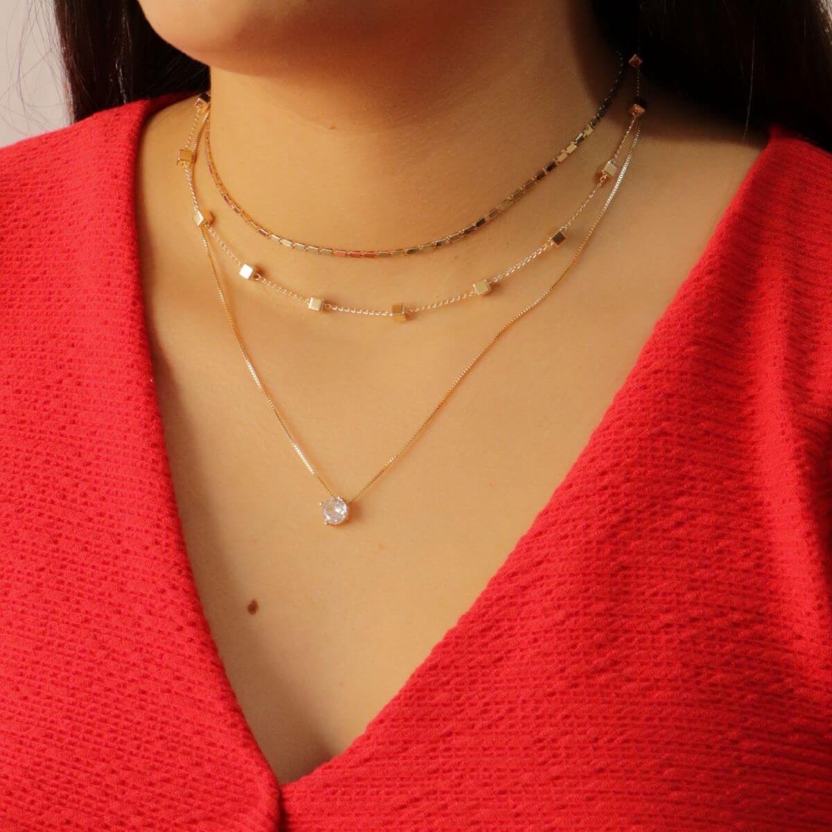 Choker Folheado a Ouro 18k Placas Lisas Conectadas 2mm Dourado 3