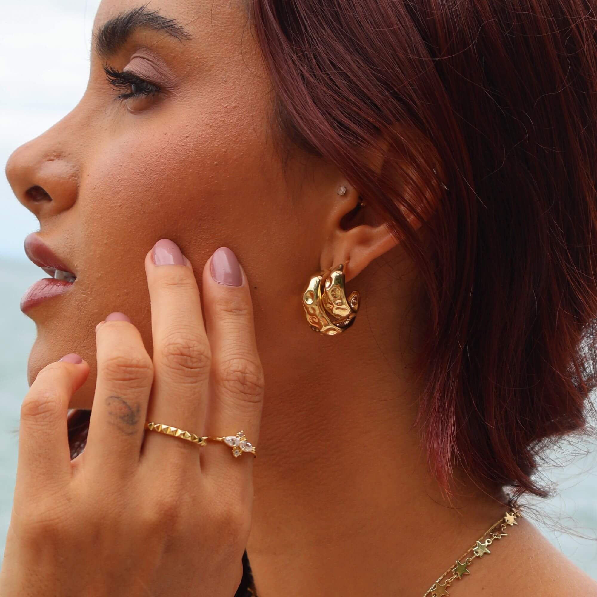 Anel Folheado a Ouro 18k Flor Pétalas Zircônias Dourado 3