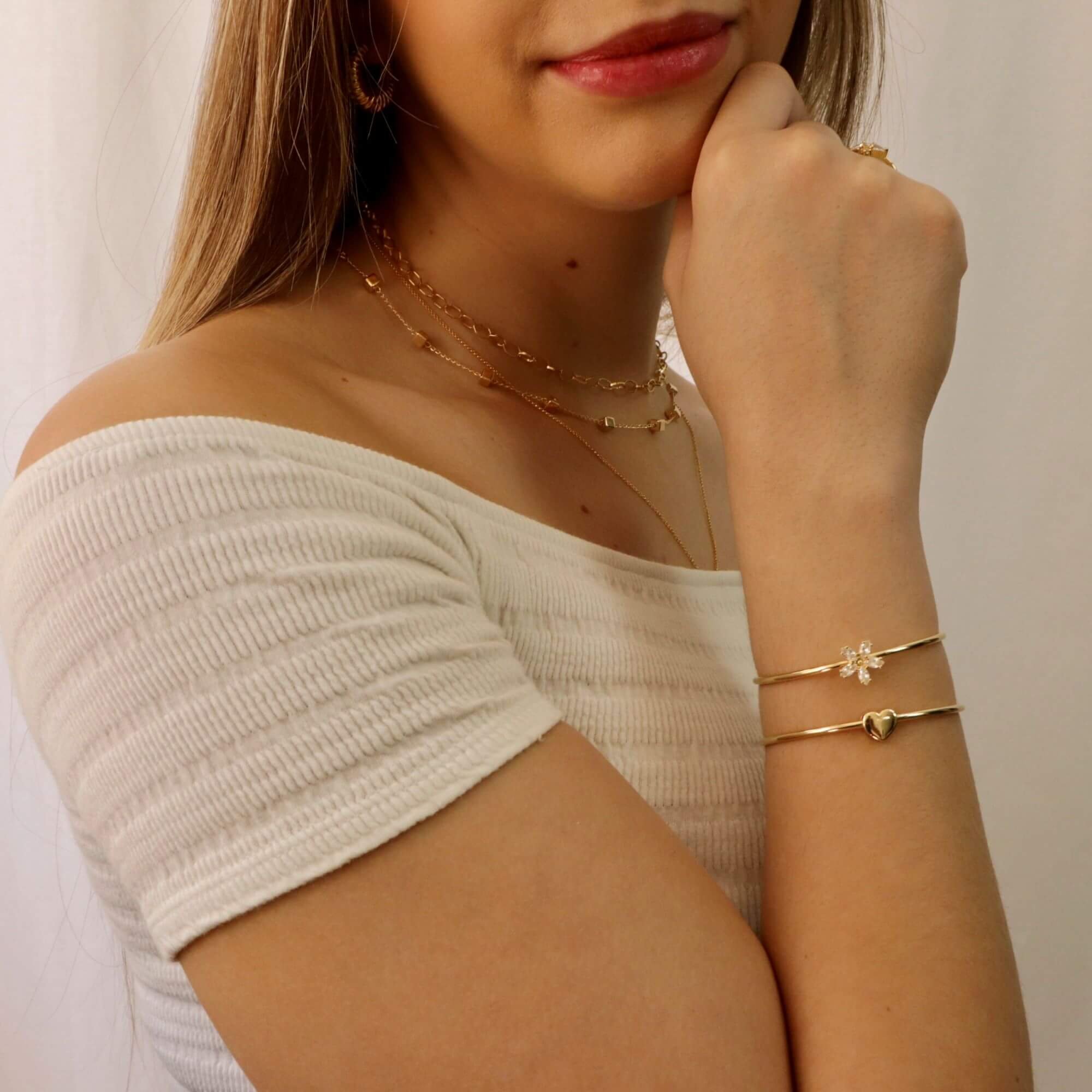 Bracelete Folheado a Ouro 18k Coração Liso Dourado 2