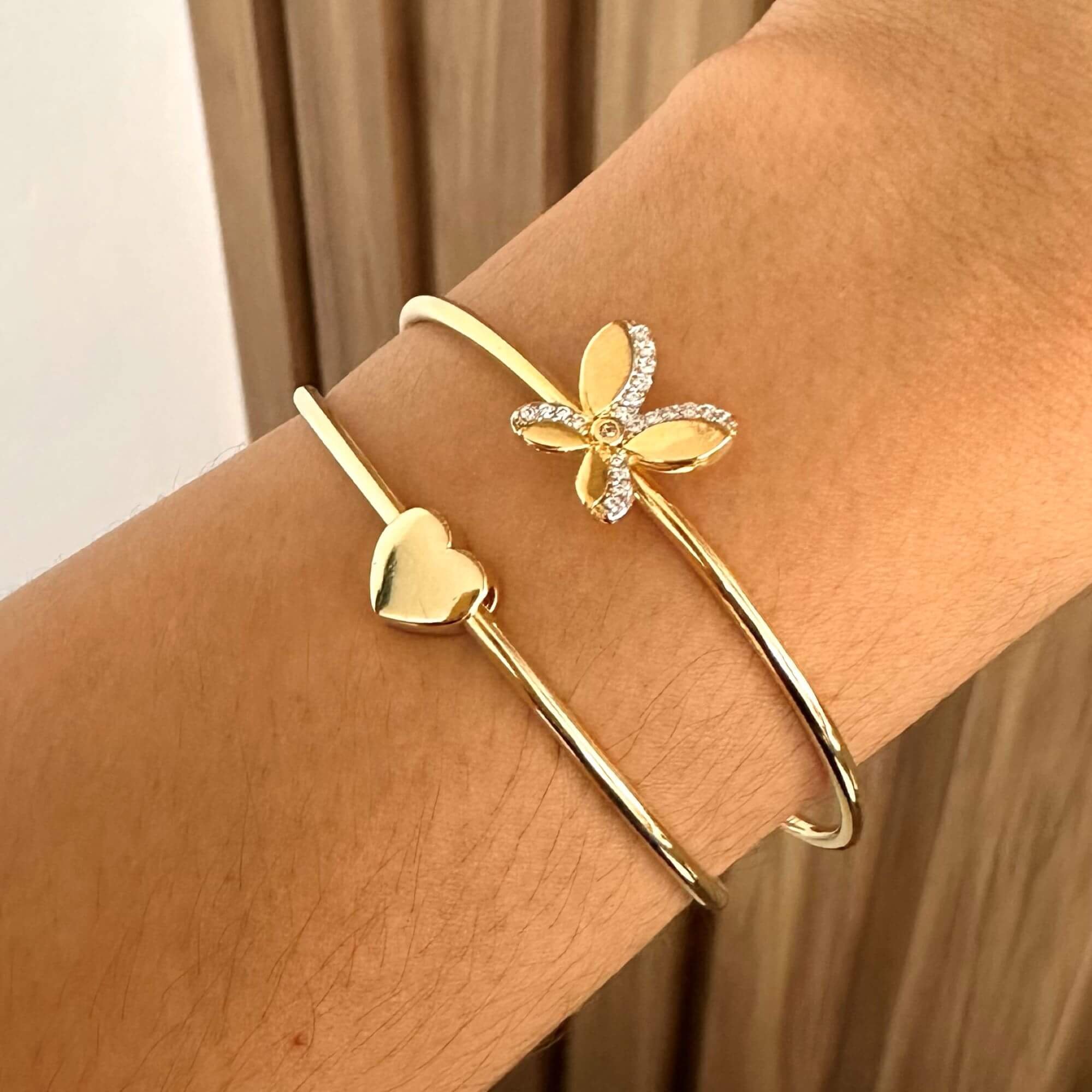 Bracelete Folheado a Ouro 18k Coração Liso Dourado 3