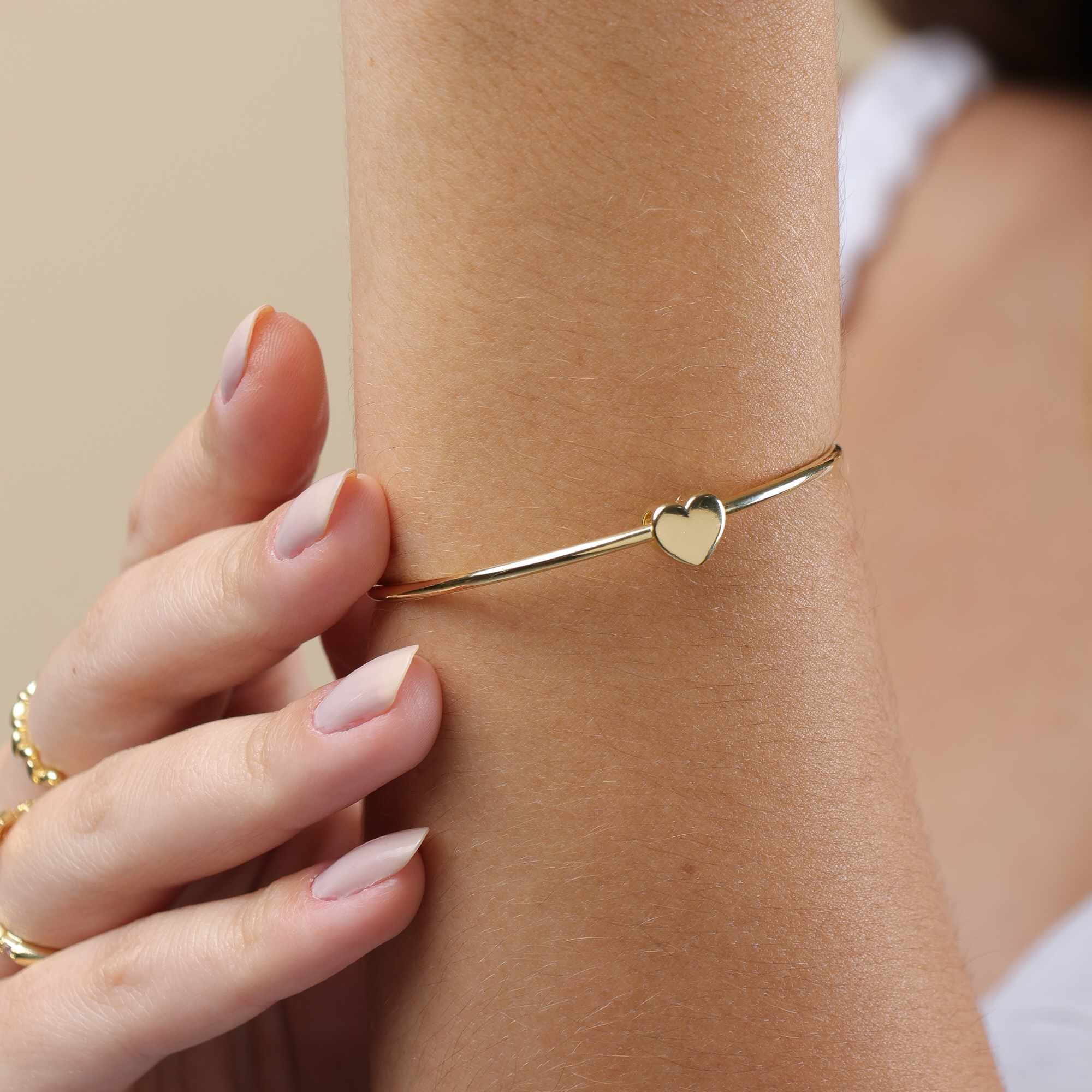 Bracelete Folheado a Ouro 18k Coração Liso Dourado 4