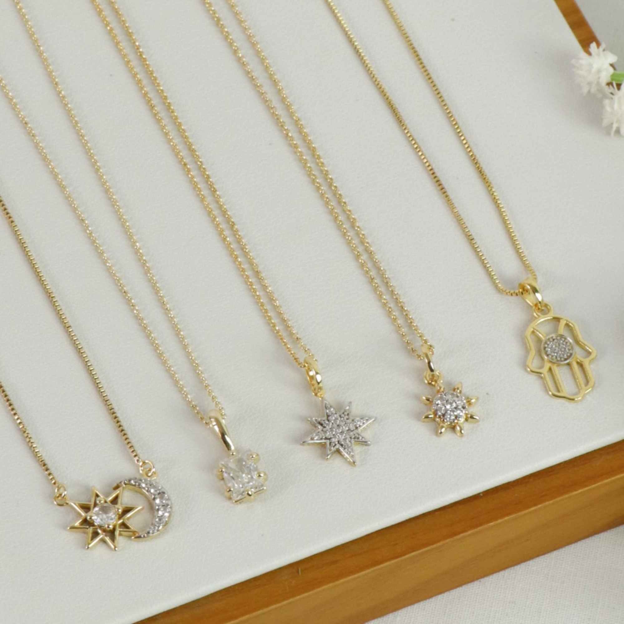 Colar Folheado a Ouro 18k Elo Português Pingente Sol Cravejado Dourado 4