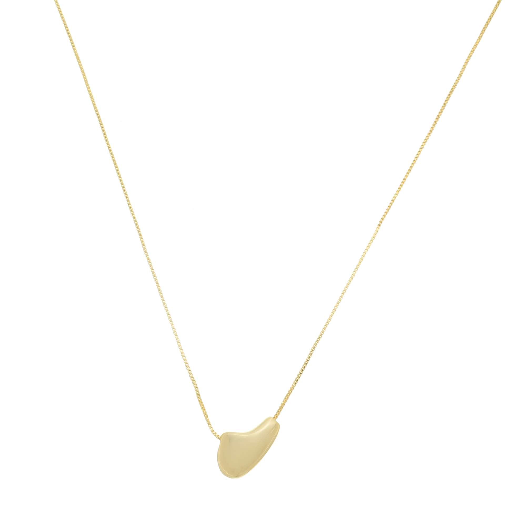 Colar Folheado a Ouro 18k Gota Abaulado Orgânico Detalhe Curvado