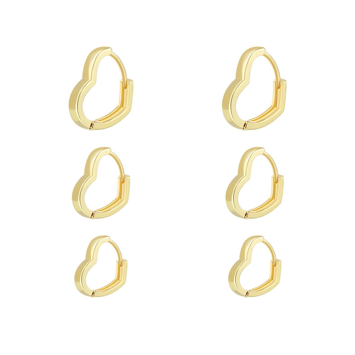 Kit Argolinhas Folheado a Ouro 18k Coração Liso 