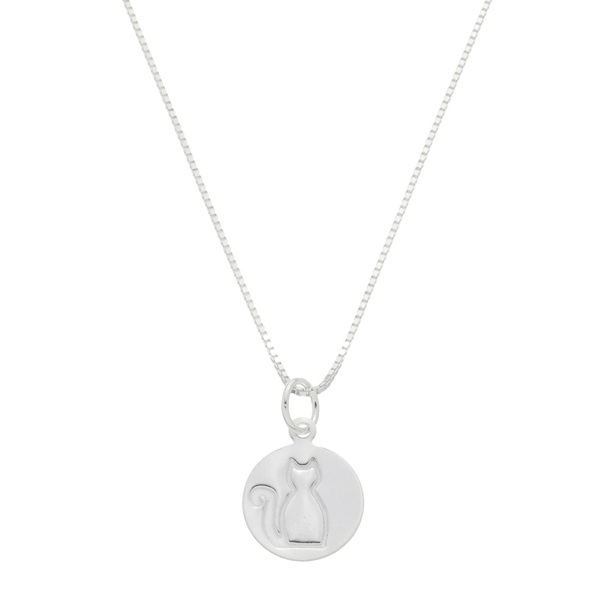 Colar Prata 925 Pingente Medalha Gato Prata 1