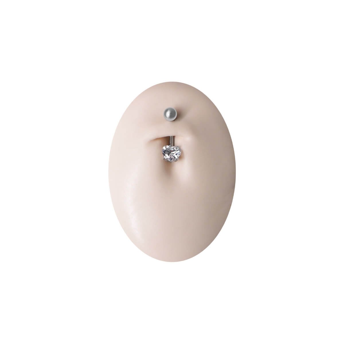 Piercing Umbigo Aço Cirúrgico Coração Zircônia Prata 2