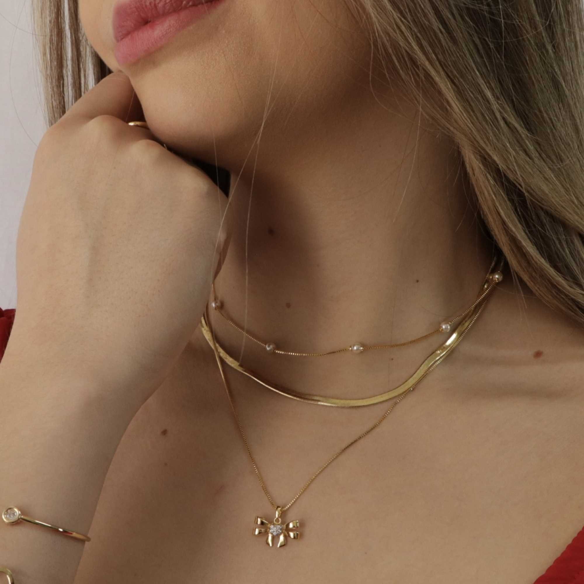Choker Folheado a Ouro 18k Corrente Espelhada Média Dourado 6