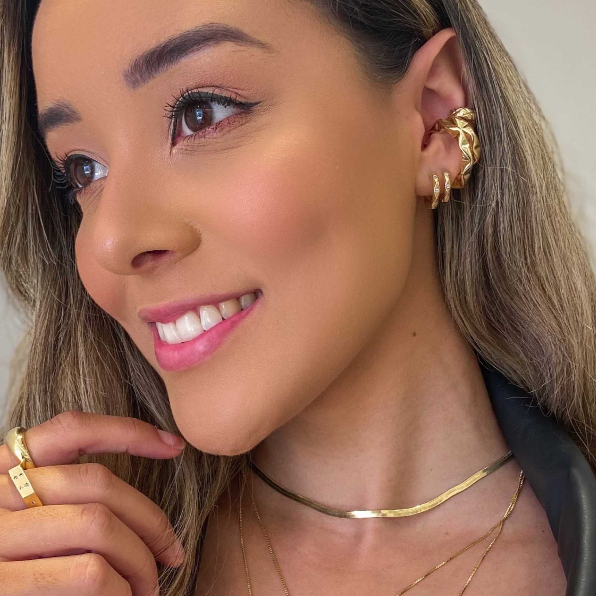 Choker Folheado a Ouro 18k Corrente Espelhada Média Dourado 9