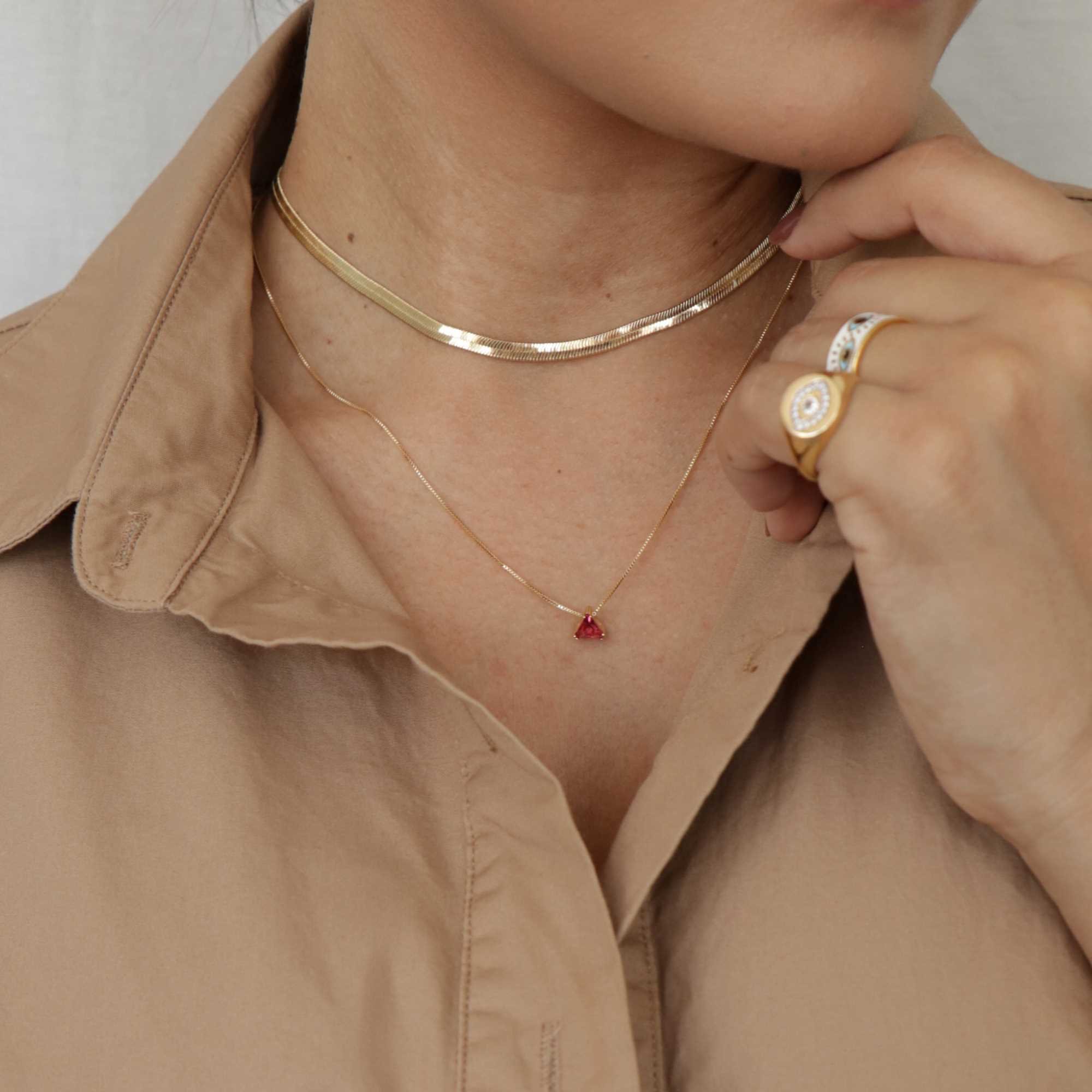 Choker Folheado a Ouro 18k Corrente Espelhada Média Dourado 10