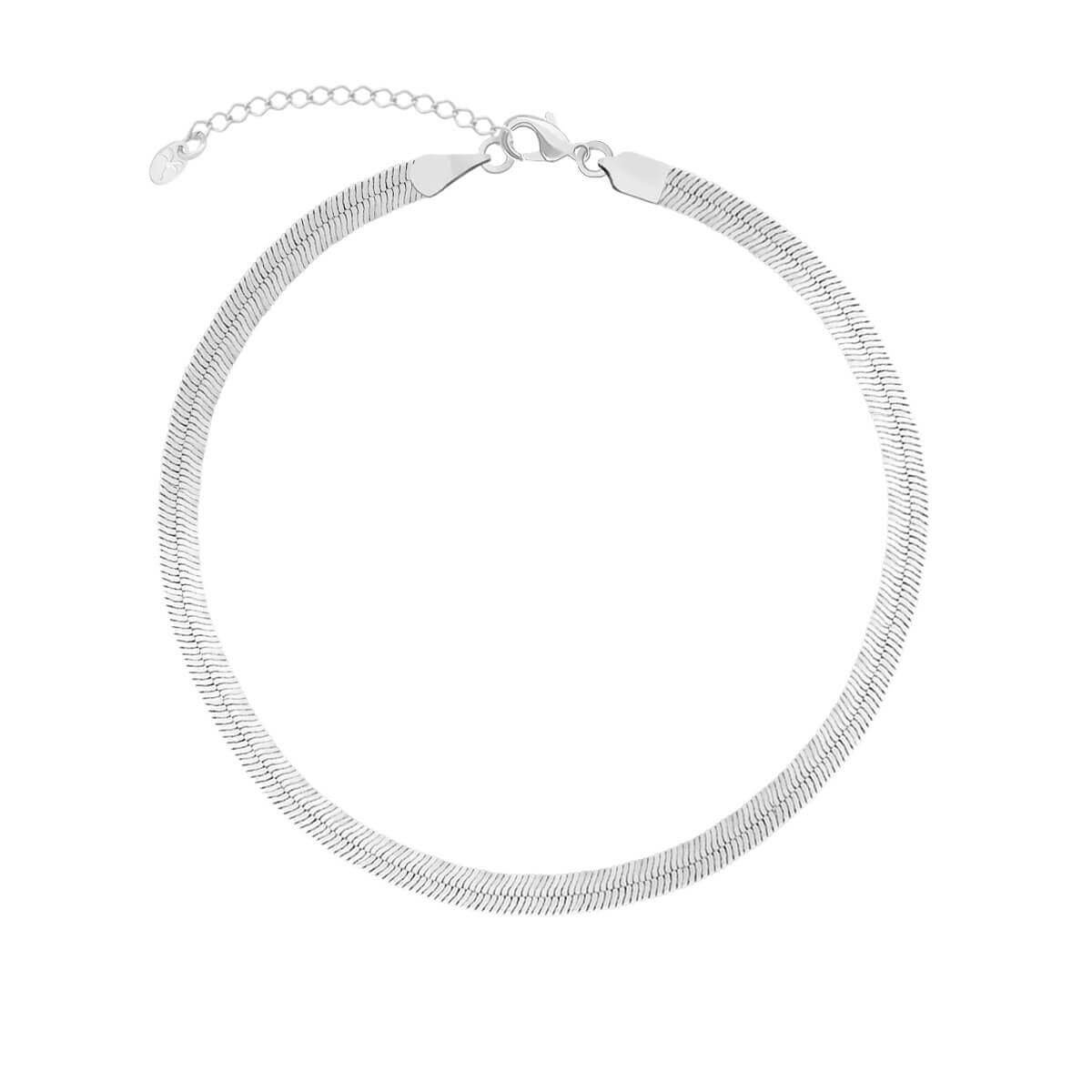 Choker Folheado a Ródio Corrente Espelhada Média
