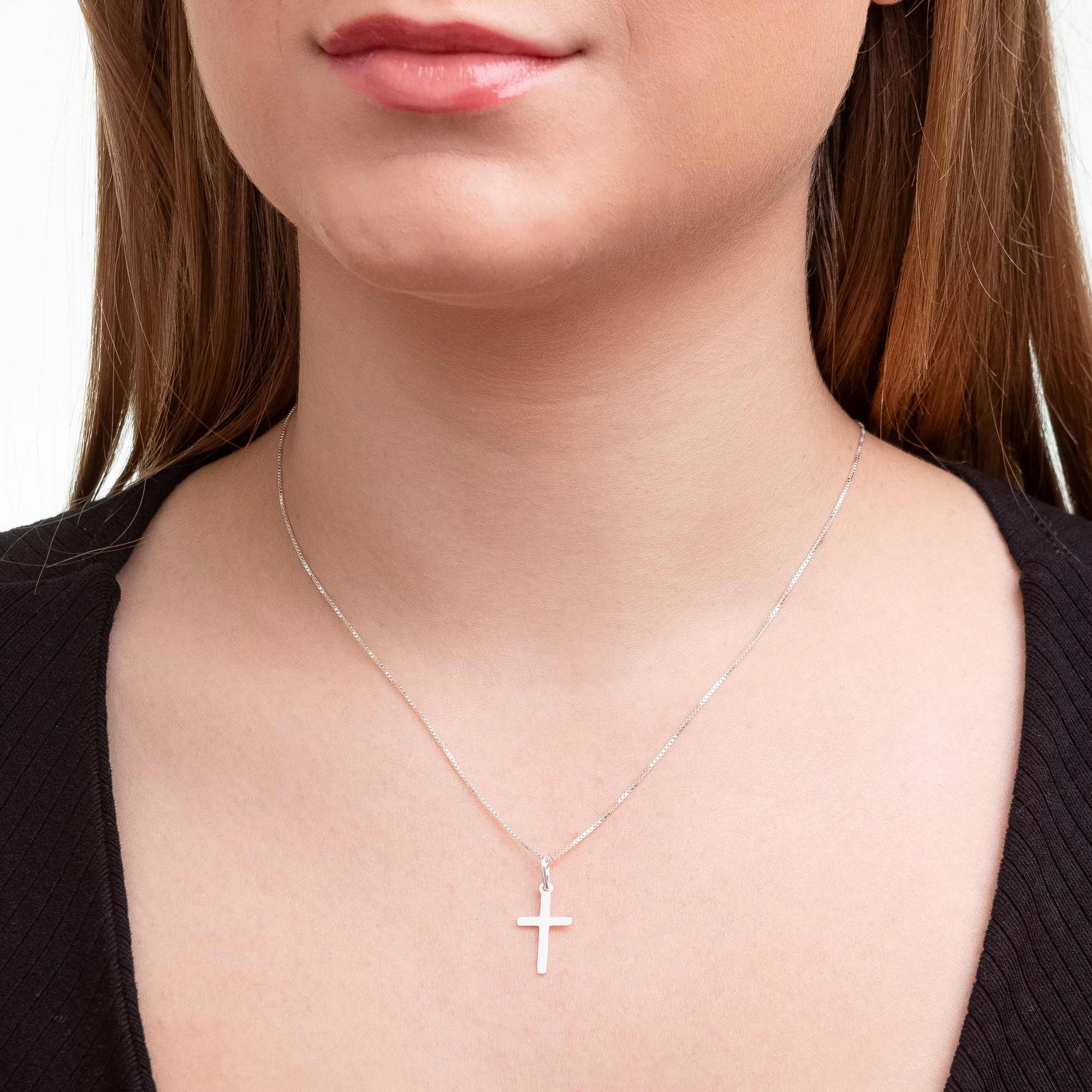 Colar Prata 925 Crucifixo Liso Prata 2