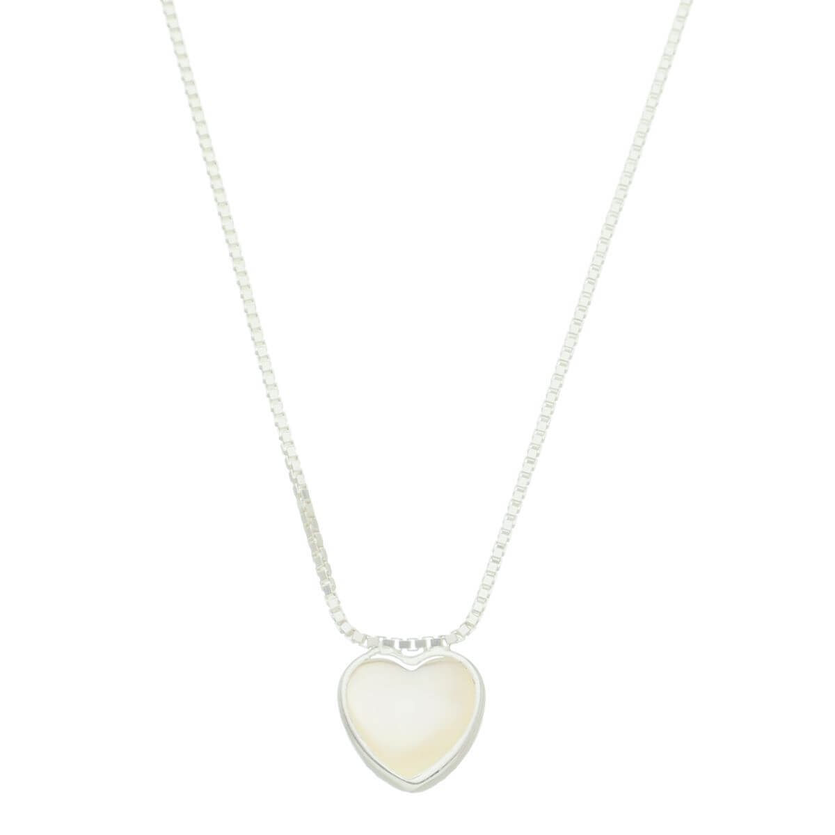 Colar Prata 925 Coração Madre Pérola P Prata 1