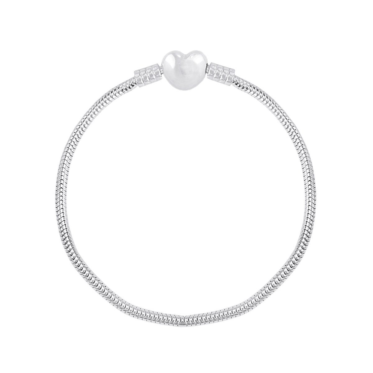 Pulseira Prata 925 para Berloque Coração Cravejado com Zircônia Prata 2