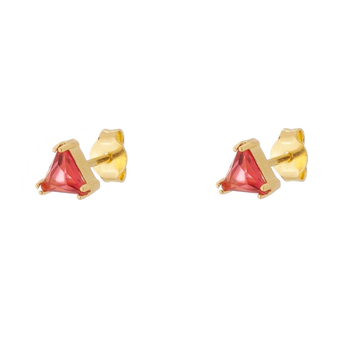 Brinco Folheado a Ouro 18k Triângulo Zircônia Rosa Ouro 18k/Rosa 4