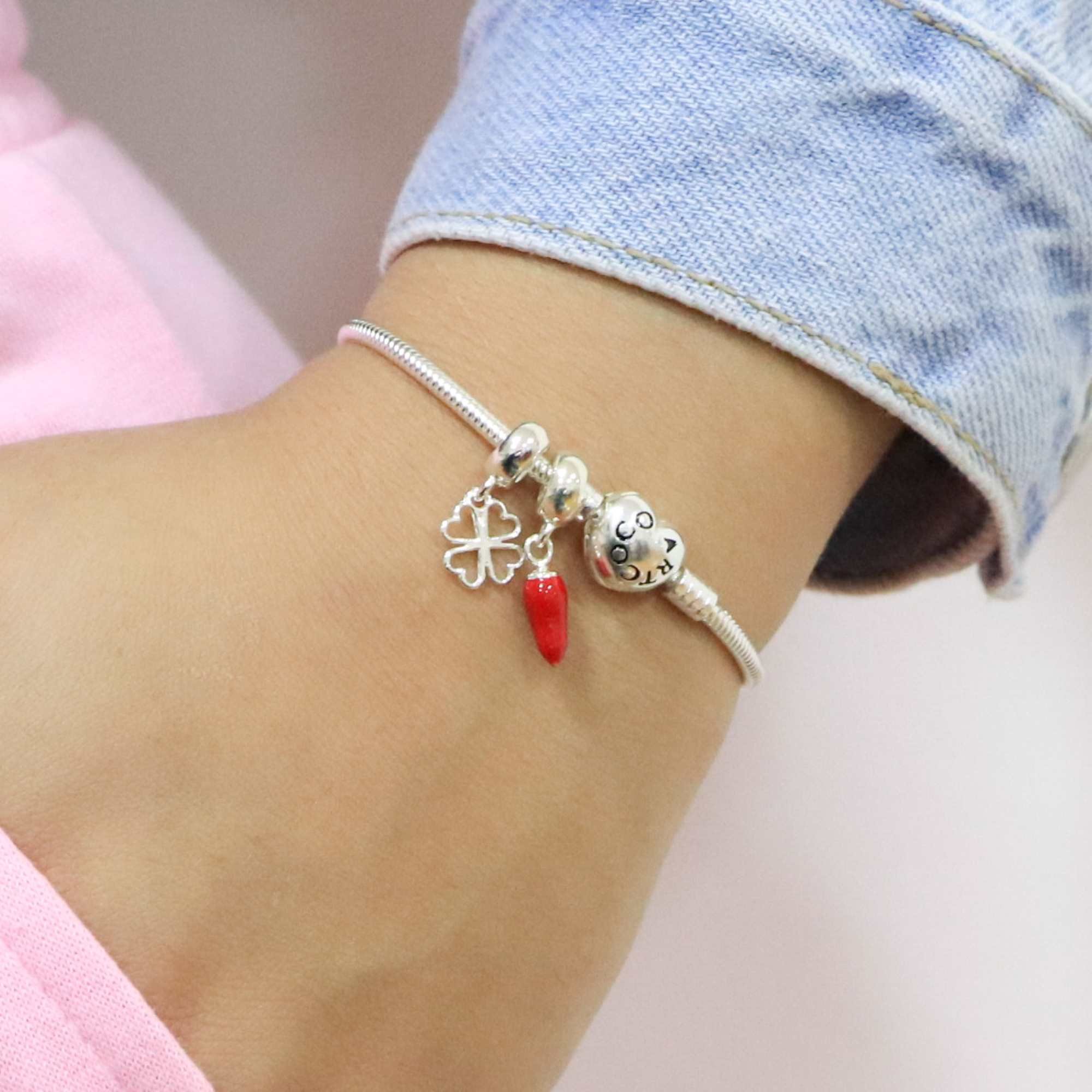 Berloque Prata 925 Pimenta Vermelha Prata/Vermelho 7