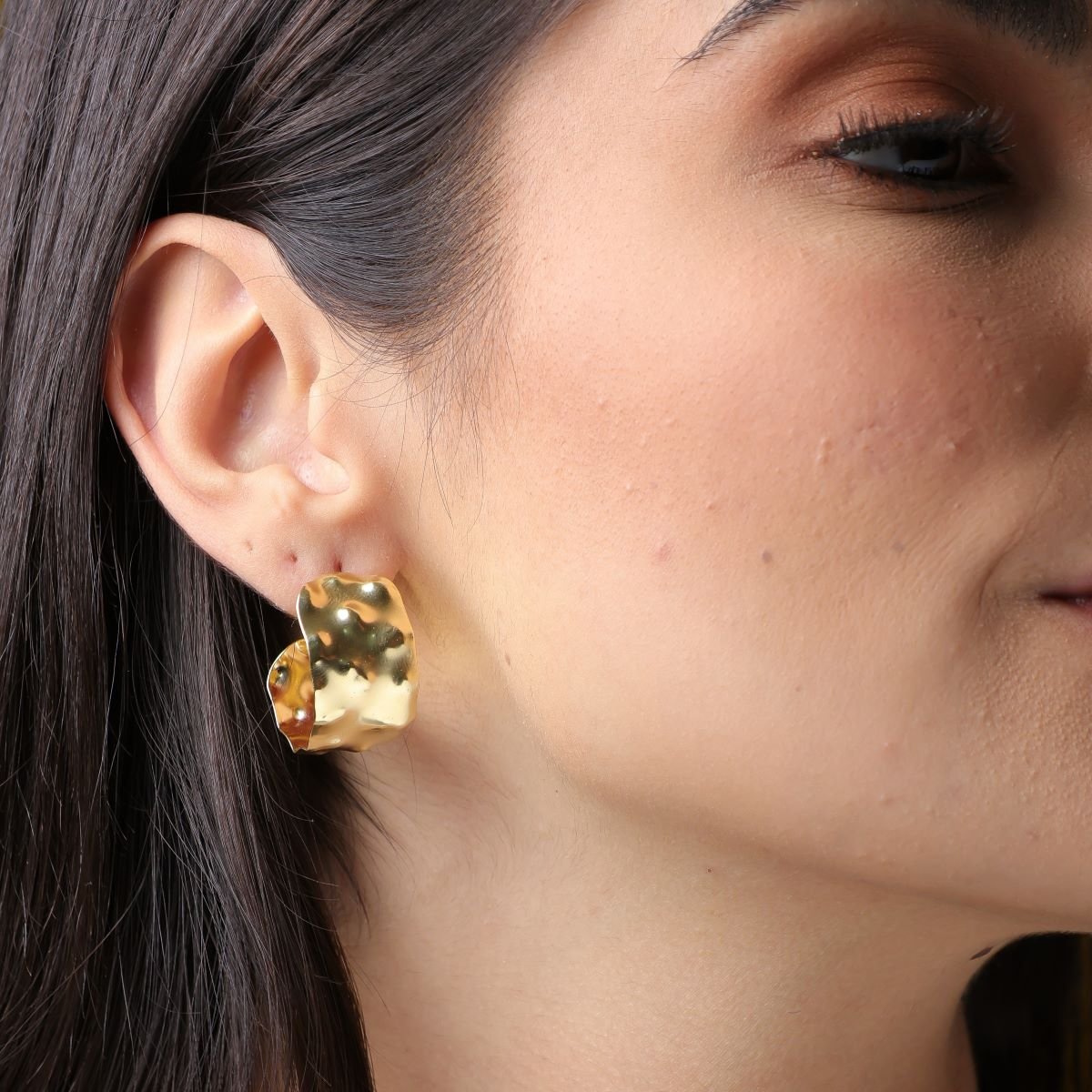 Argola Folheado a Ouro 18k Orgânica M Ouro 18k 2