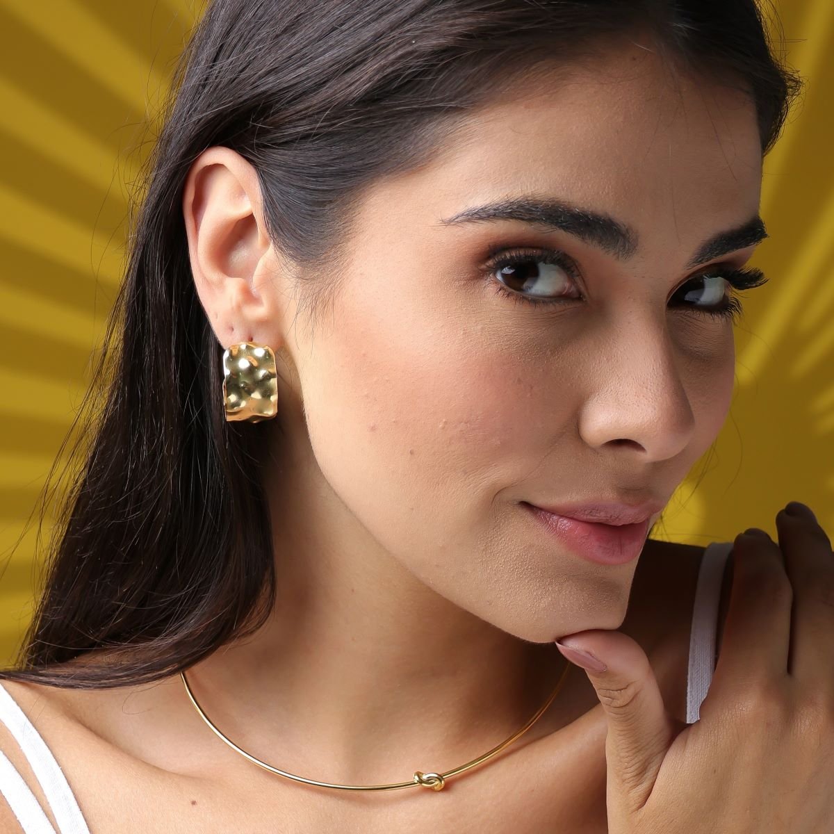 Argola Folheado a Ouro 18k Orgânica M Ouro 18k 3