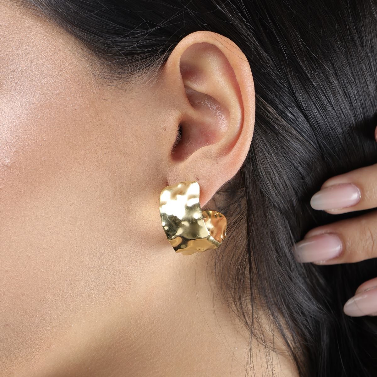 Argola Folheado a Ouro 18k Orgânica M Ouro 18k 4