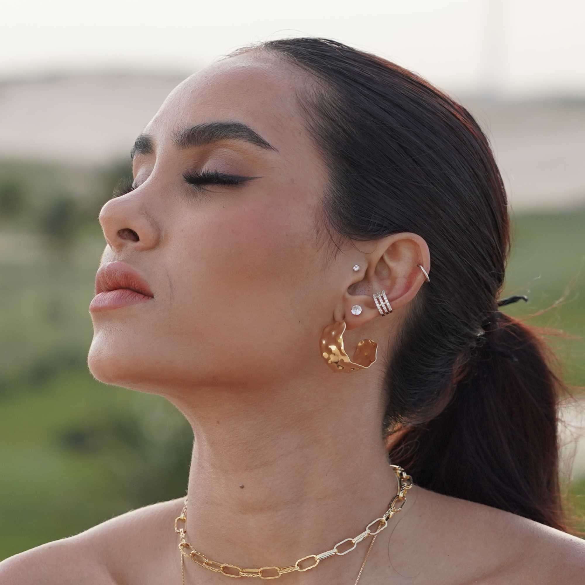 Argola Folheado a Ouro 18k Orgânica M Ouro 18k 5