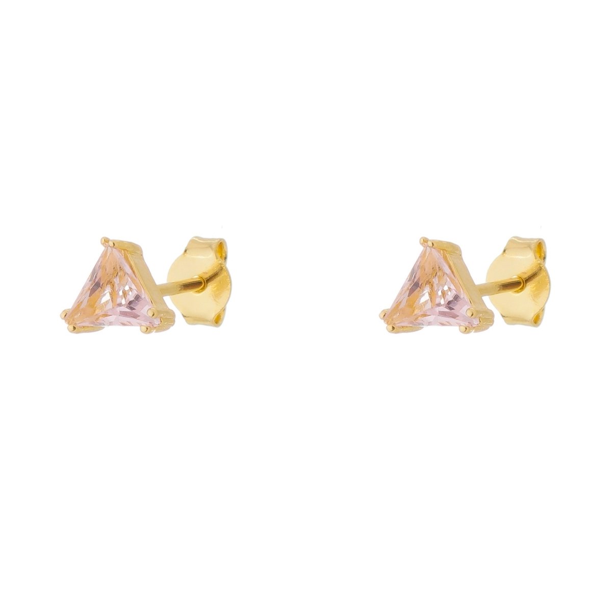 Brinco Folheado a Ouro 18k Triângulo Zircônia Rosa Claro Ouro 18k/Rosa Claro 4