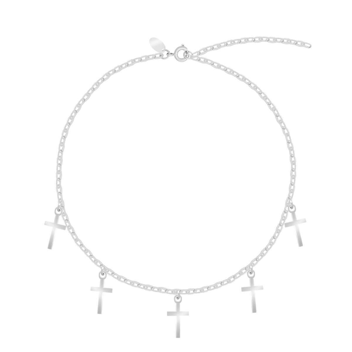 Choker Prata 925 Pingentes Crucifixos Prata 1
