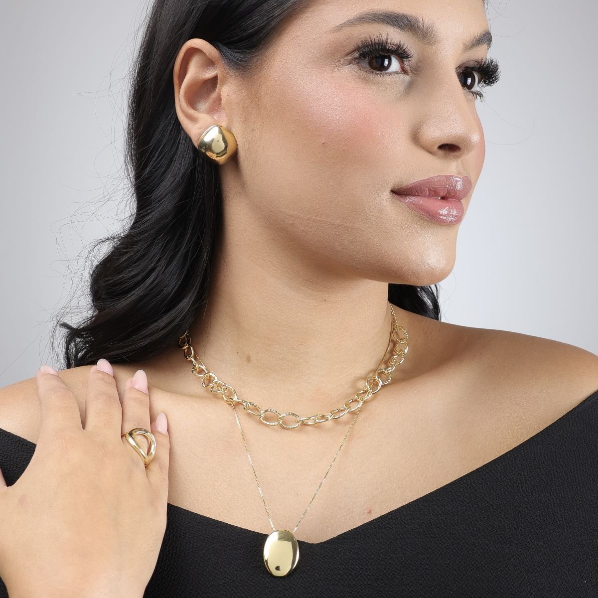 Choker Folheado a Ouro 18k Corrente Elo Groumet Ondulado Ouro 18k 3