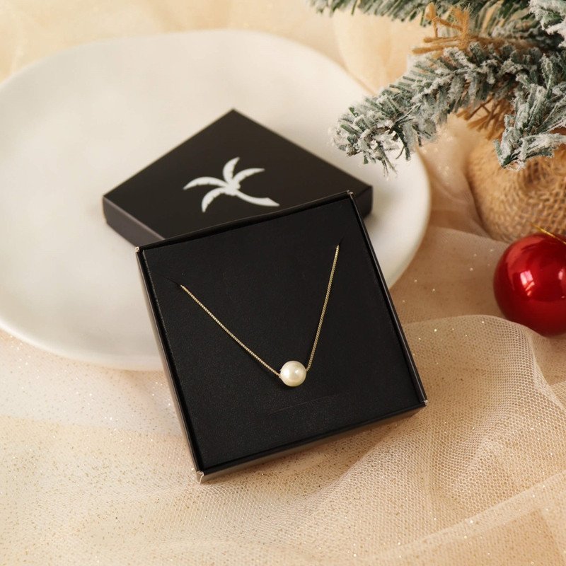 Kit Colar Pérola 8mm Folheado a Ouro 18k + Embalagem de Presente Dourado 2