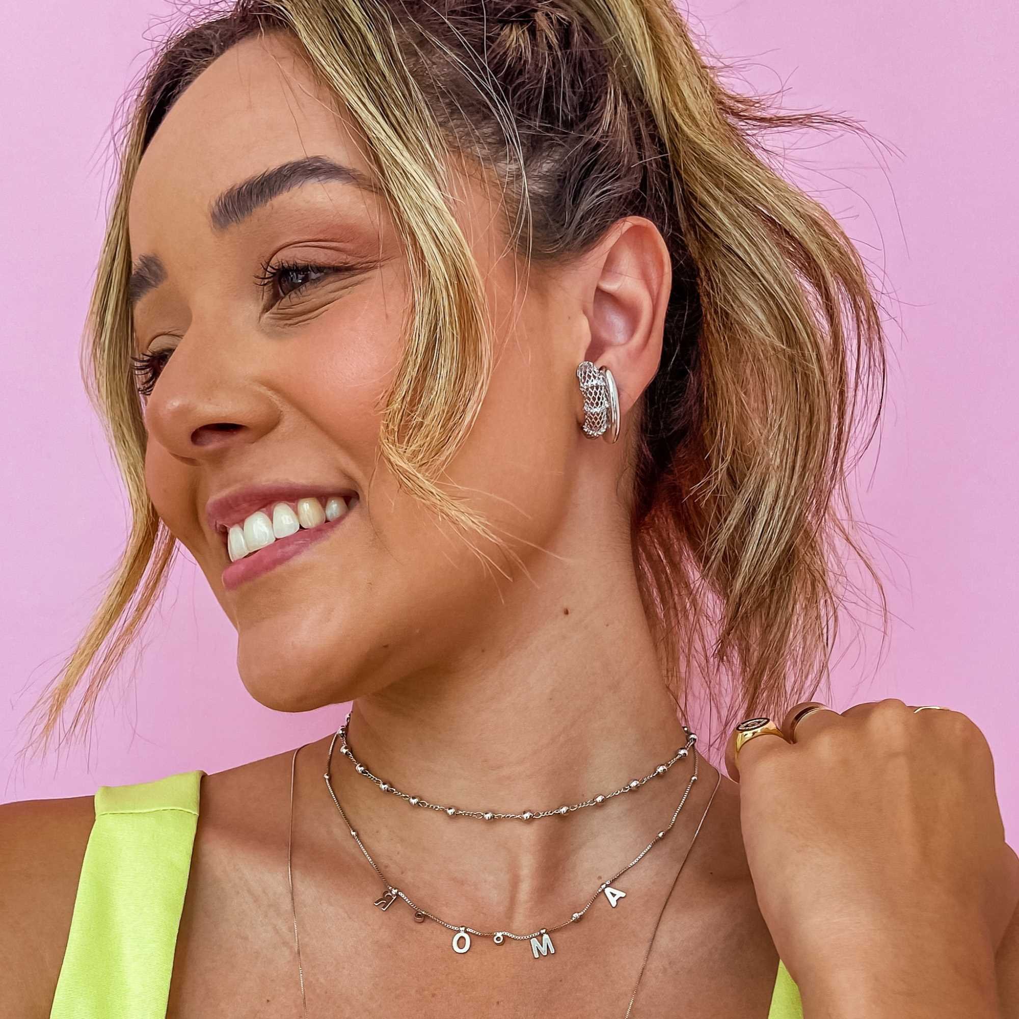 Choker Folheado a Ródio Bolinhas Pequenas Prata 4