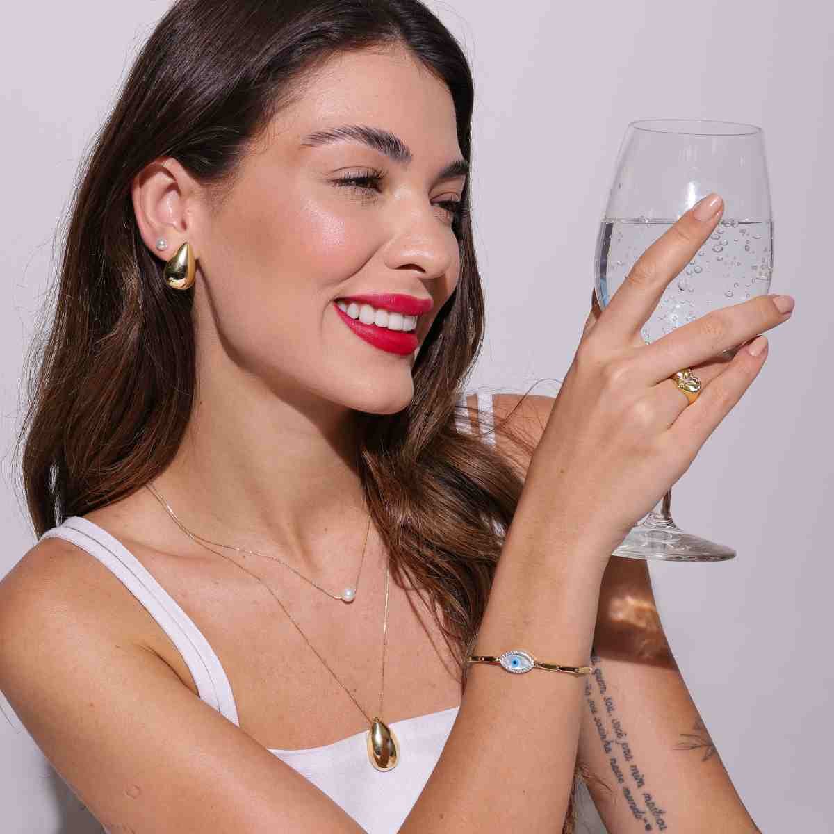 Colar Folheado a Ouro 18k Pérola 8mm Dourado 2