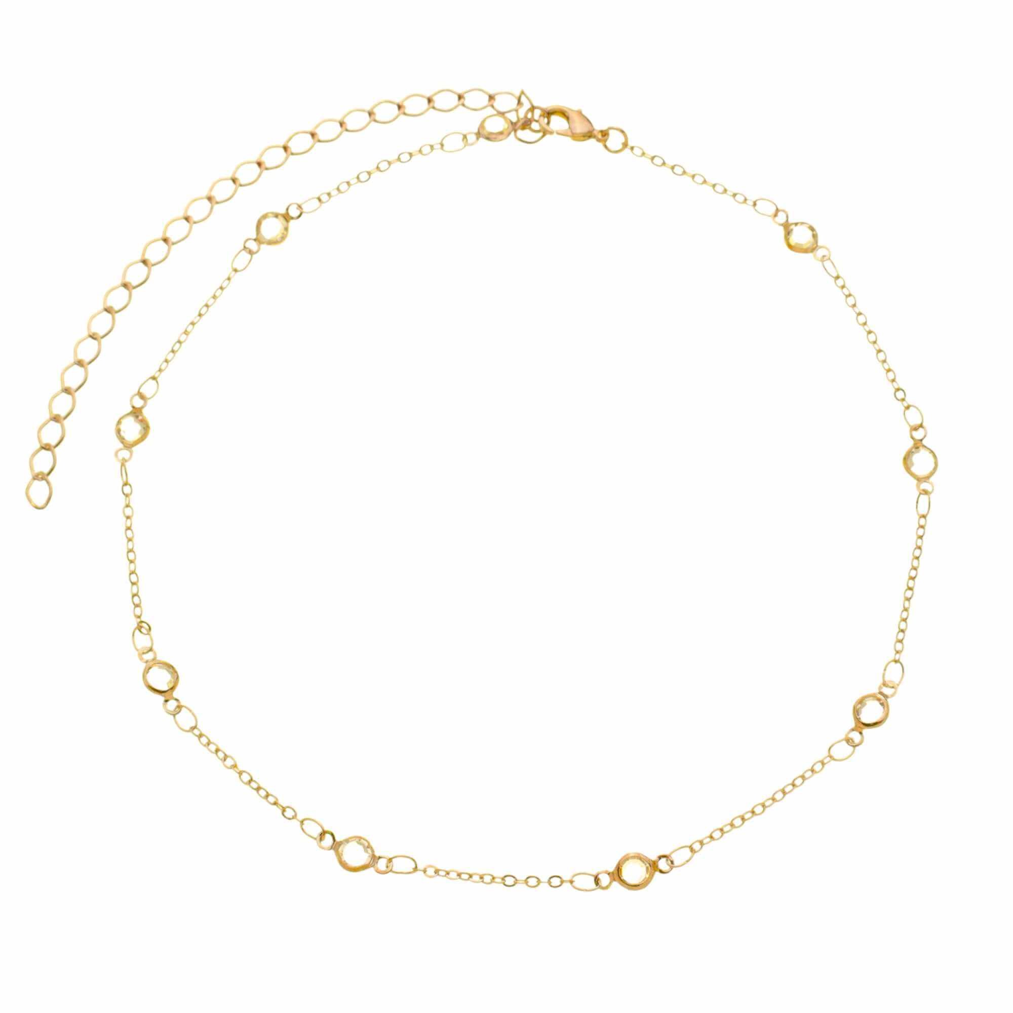 Choker Folheado a Ouro 18k Pontos de Luz Zircônia Elo Português P