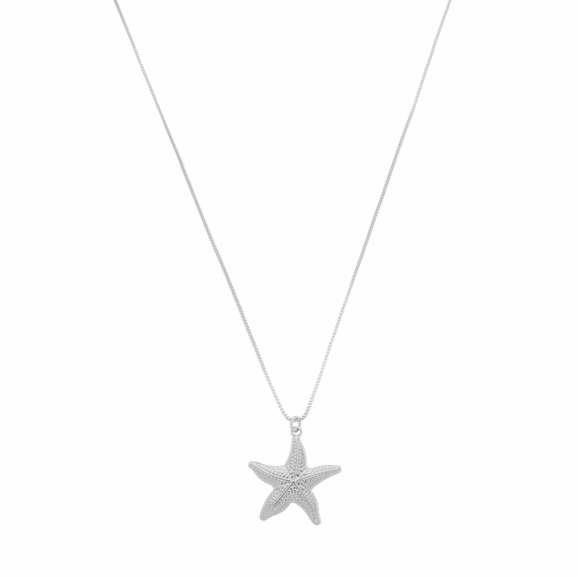Colar Folheado a Ródio Pingente Estrela do Mar G Prata 1
