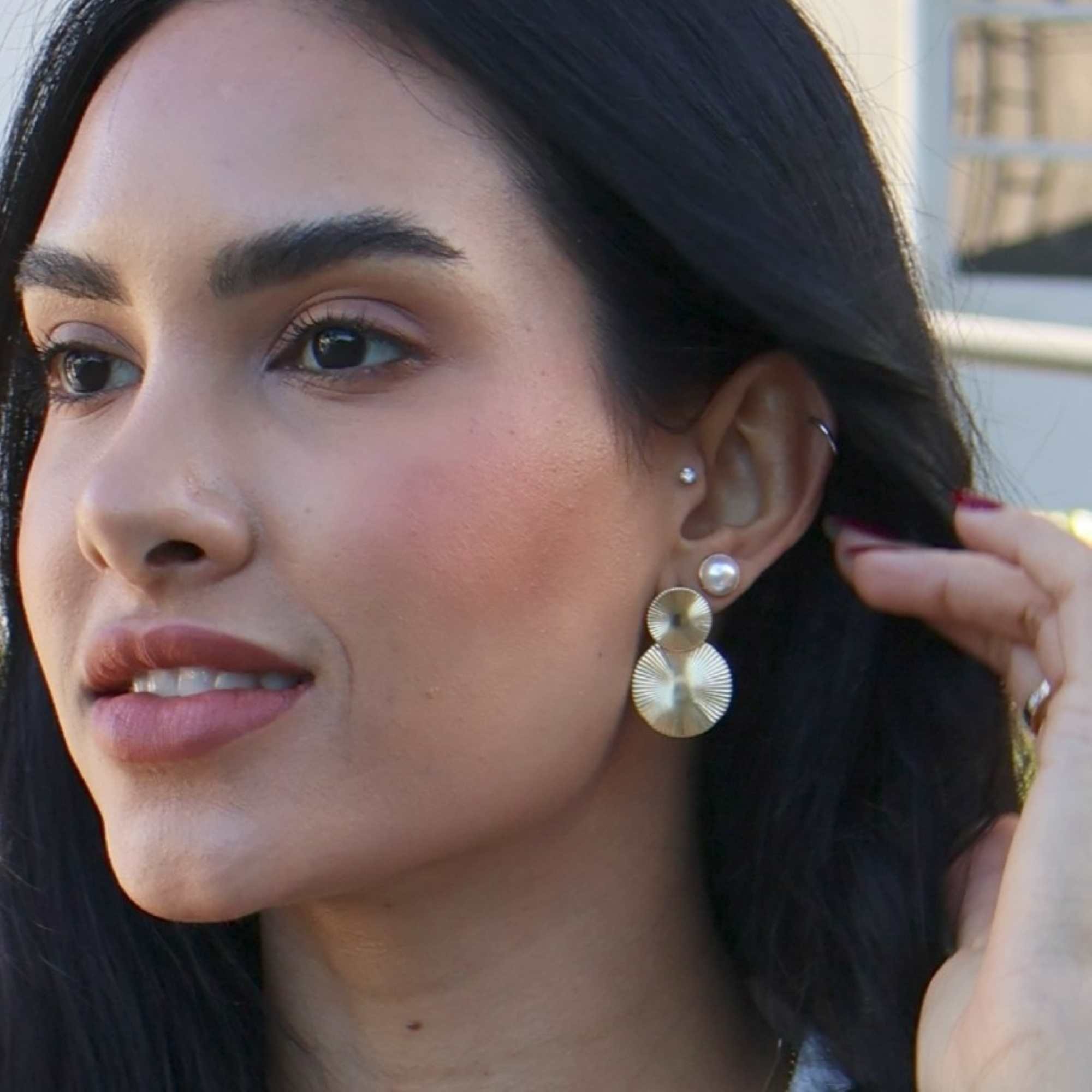 Brinco Folheado a Ouro 18k Meia Pérola M Ouro 18k 5