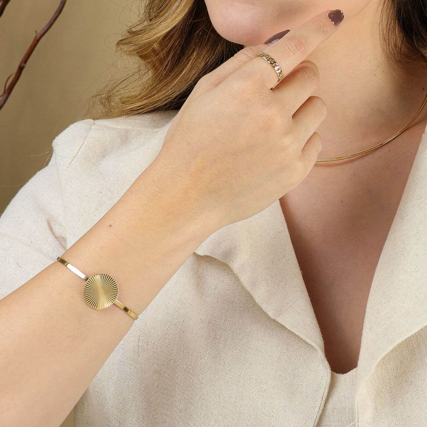 Bracelete Folheado a Ouro 18k Orgânico Detalhes Texturados Ouro 18k 4