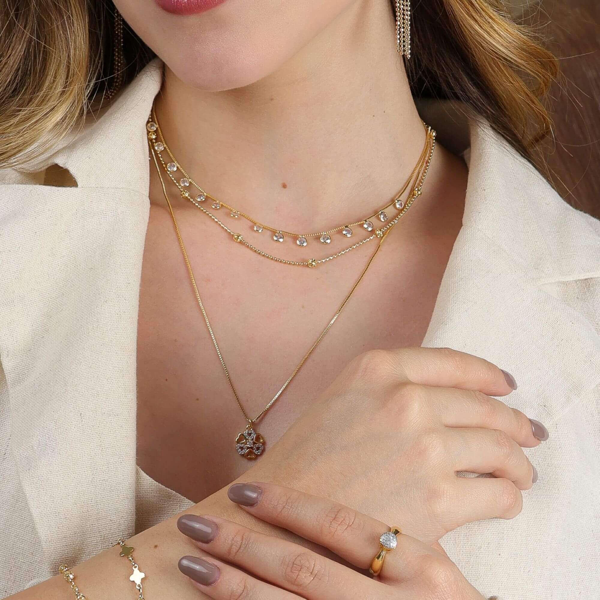 Choker Folheado a Ouro 18k Corrente Bolinha e Mini Esferas Ouro 18k 2