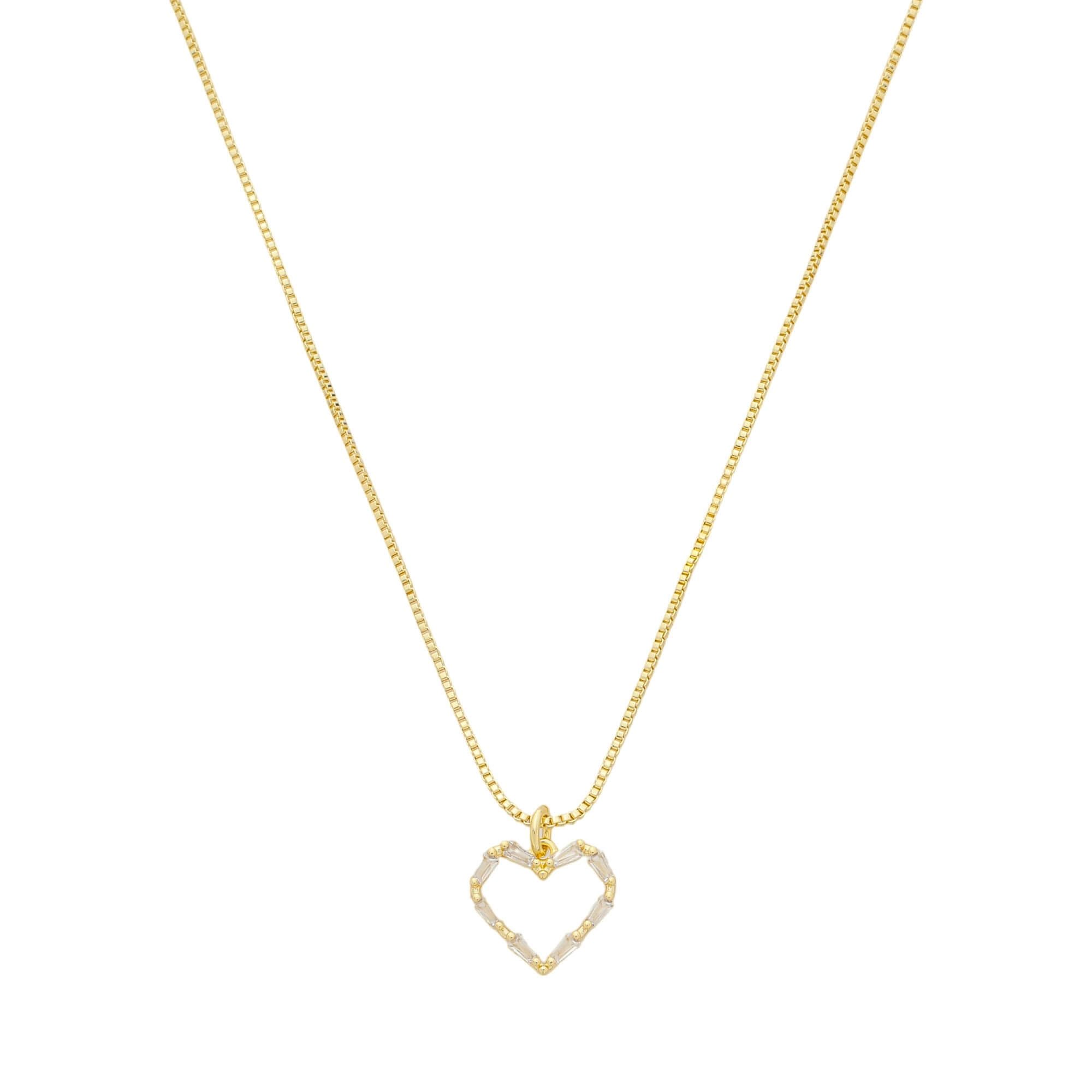 Colar Folheado a Ouro 18k Coração Detalhes Zircônia