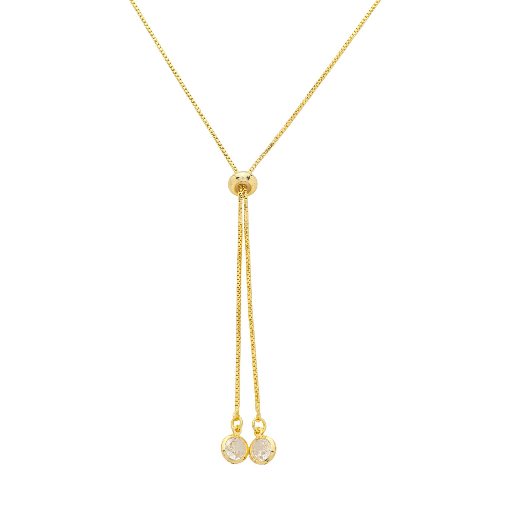 Colar Folheado a Ouro 18k Gravatinha Ponto de Luz Zircônia G