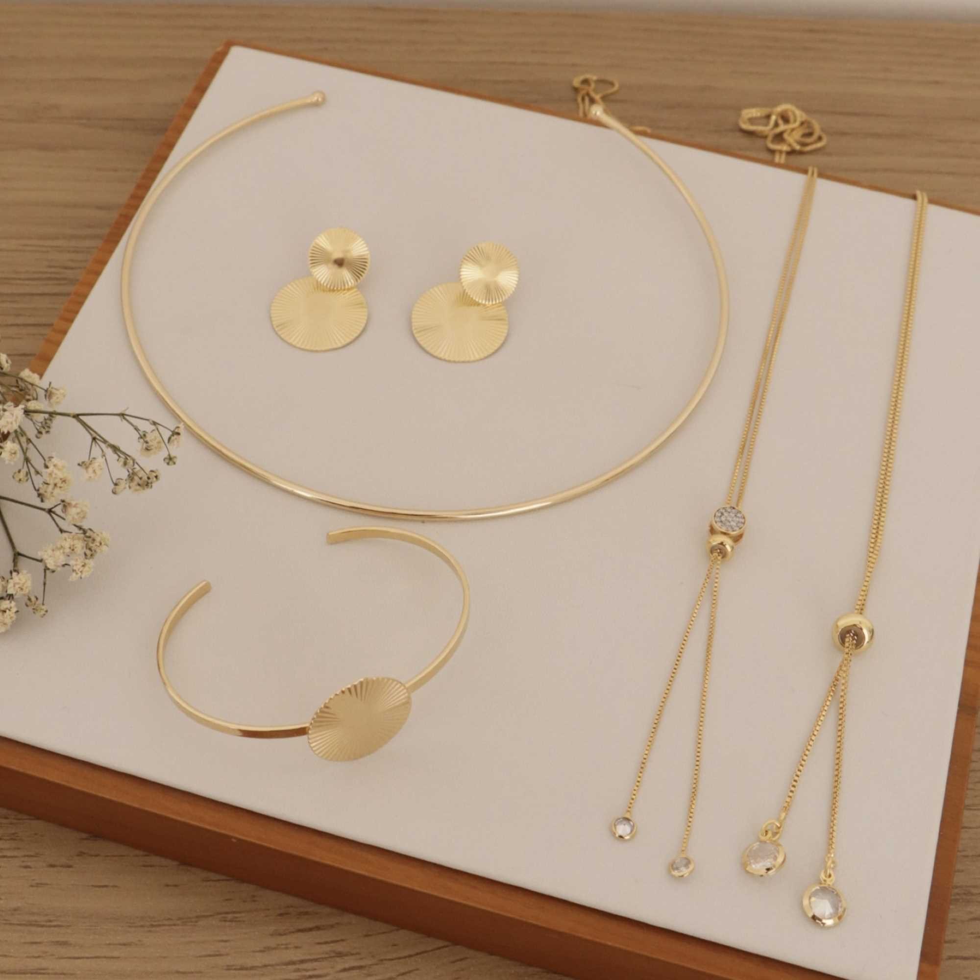 Colar Folheado a Ouro 18k Gravatinha Ponto de Luz Zircônia G Ouro 18k 4