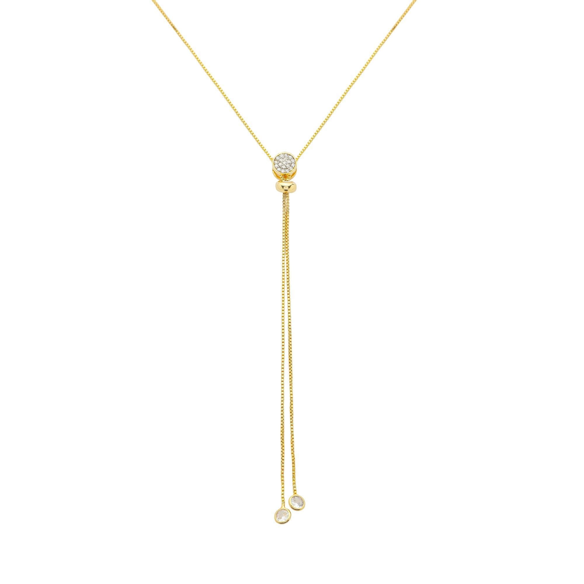 Colar Folheado a Ouro 18k Gravatinha Pingente Cravejado