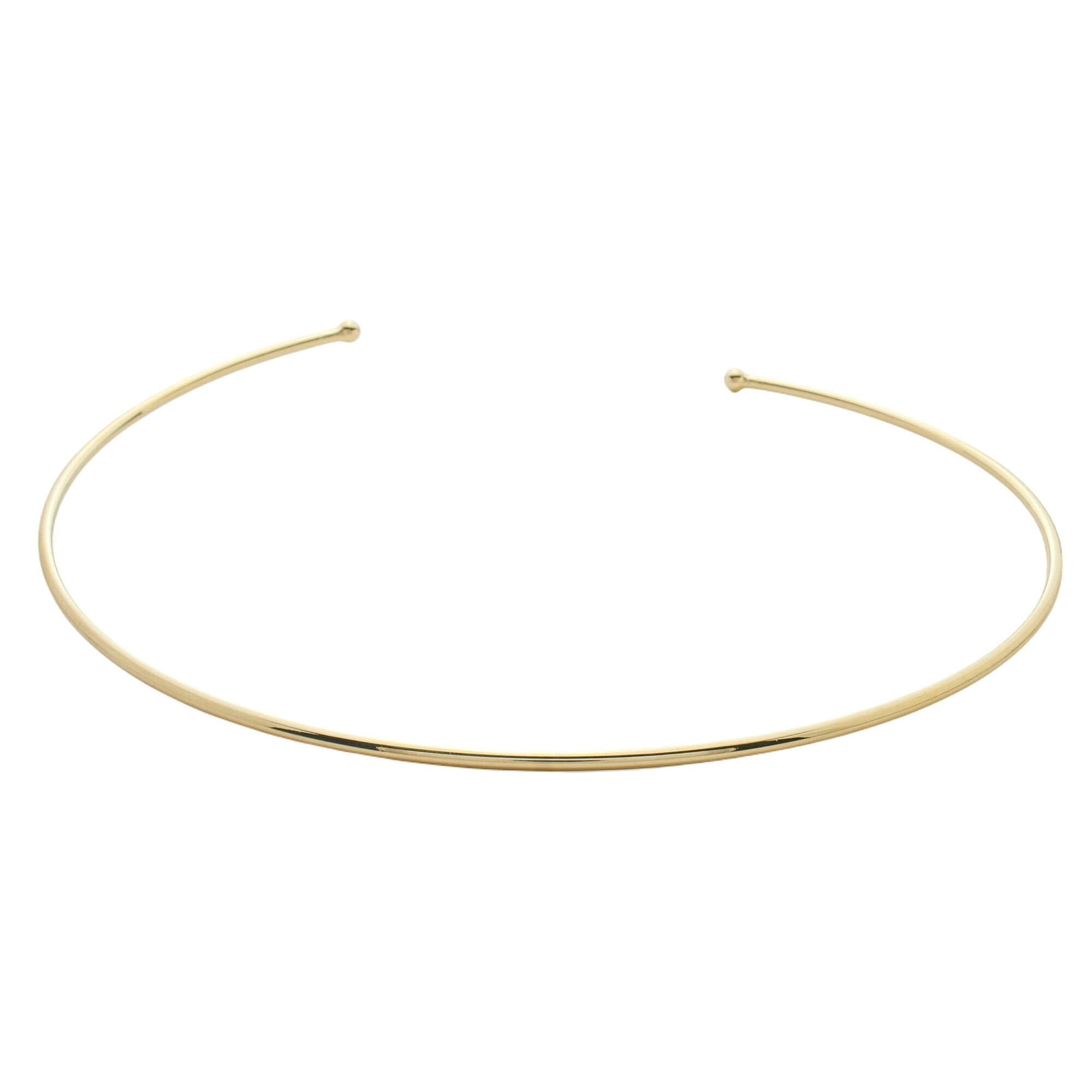 Choker Folheado a Ouro 18k Rígido Aro Liso Fino 2mm