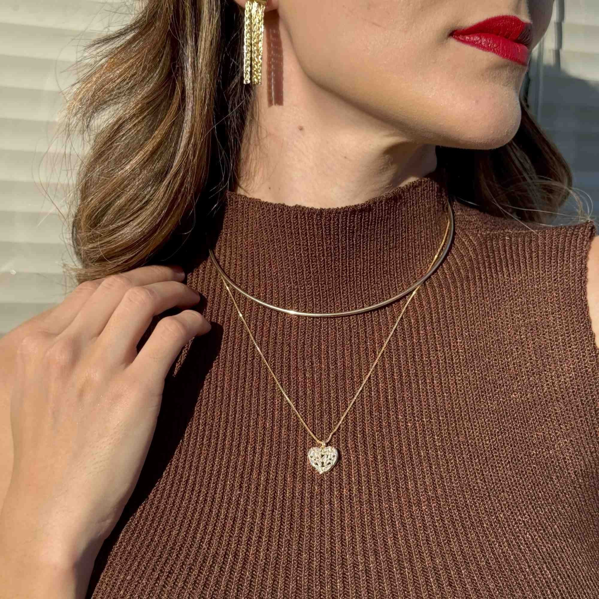 Choker Folheado a Ouro 18k Rígido Aro Liso Fino 2mm Ouro 18k 5